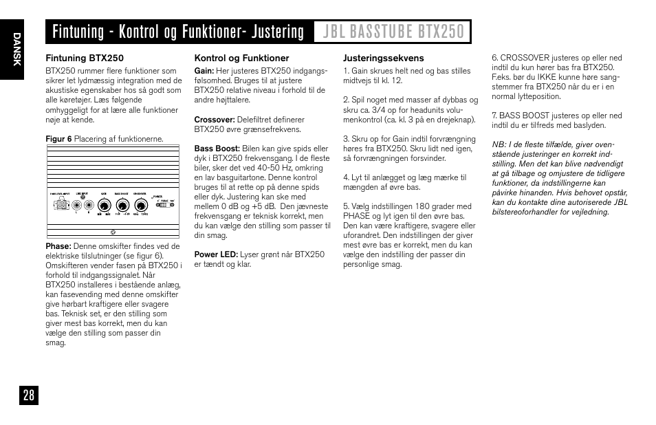 JBL BASSTUBE BTX250 User Manual | Page 28 / 33