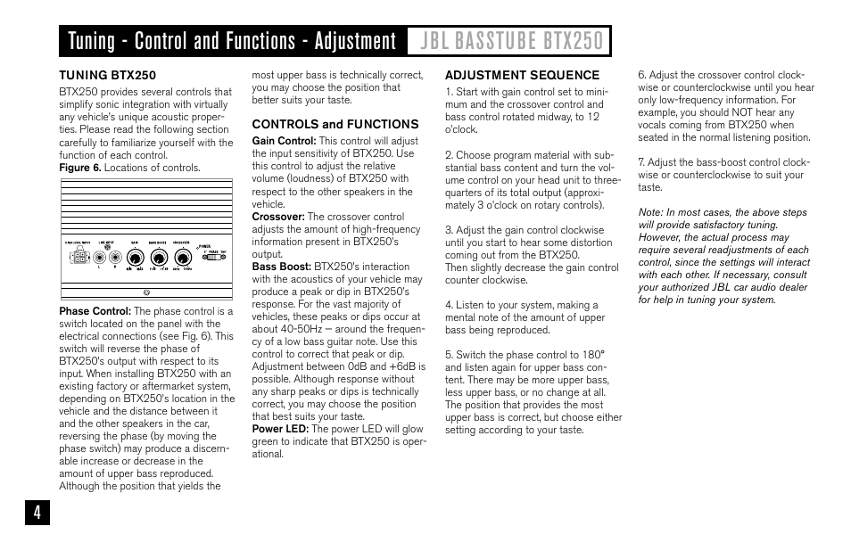 JBL BASSTUBE BTX250 User Manual | Page 4 / 33