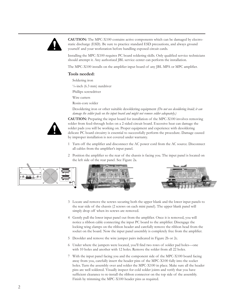 Ii. installation, Tools needed, Ground | JBL MPC-X100 100 Hz User Manual | Page 2 / 8