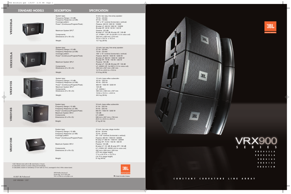 JBL V R X 9 1 5 S User Manual | 3 pages