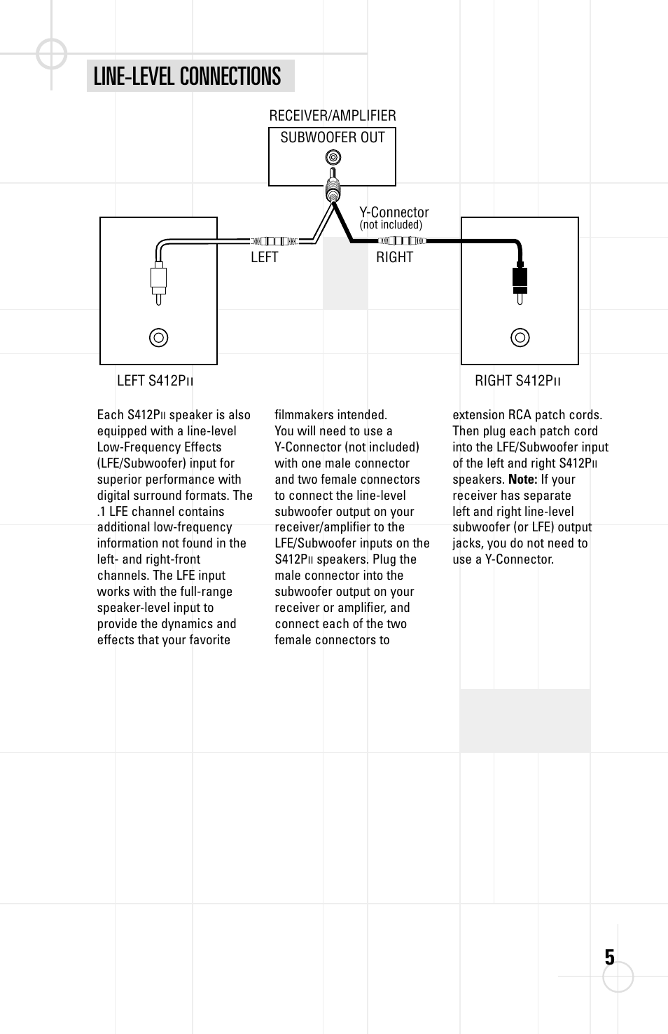 Line-level connections | JBL S412PII User Manual | Page 5 / 8