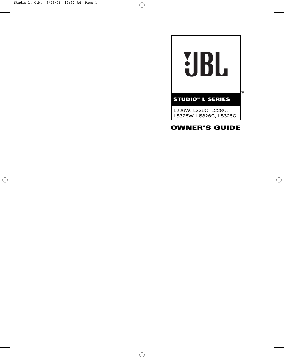 JBL L226C User Manual | 8 pages