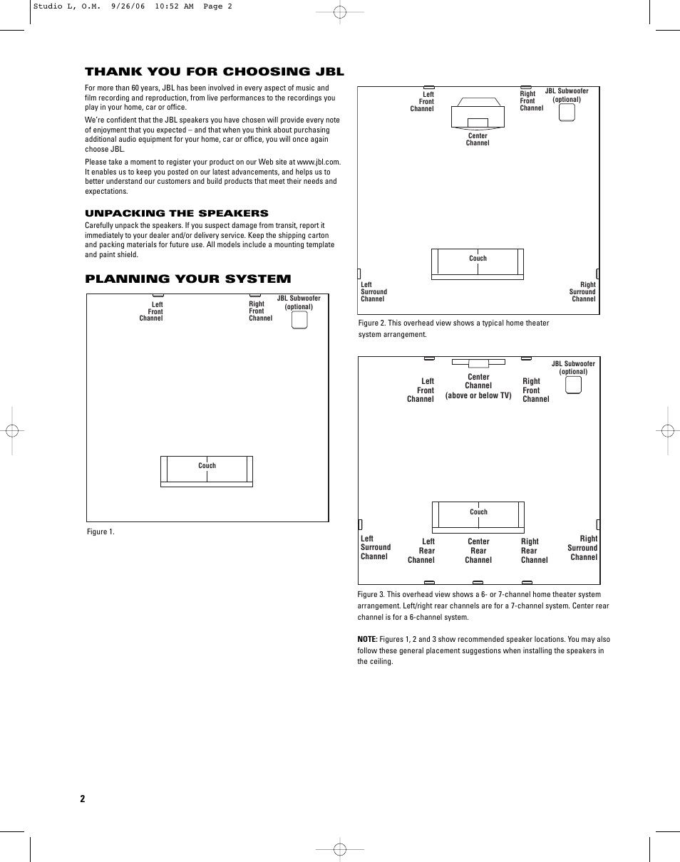 Planning your system | JBL L226C User Manual | Page 2 / 8