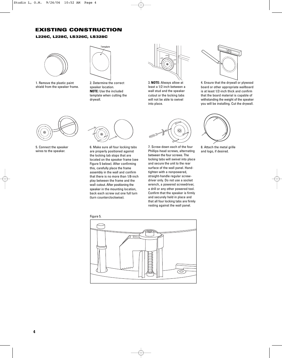 Existing construction | JBL L226C User Manual | Page 4 / 8