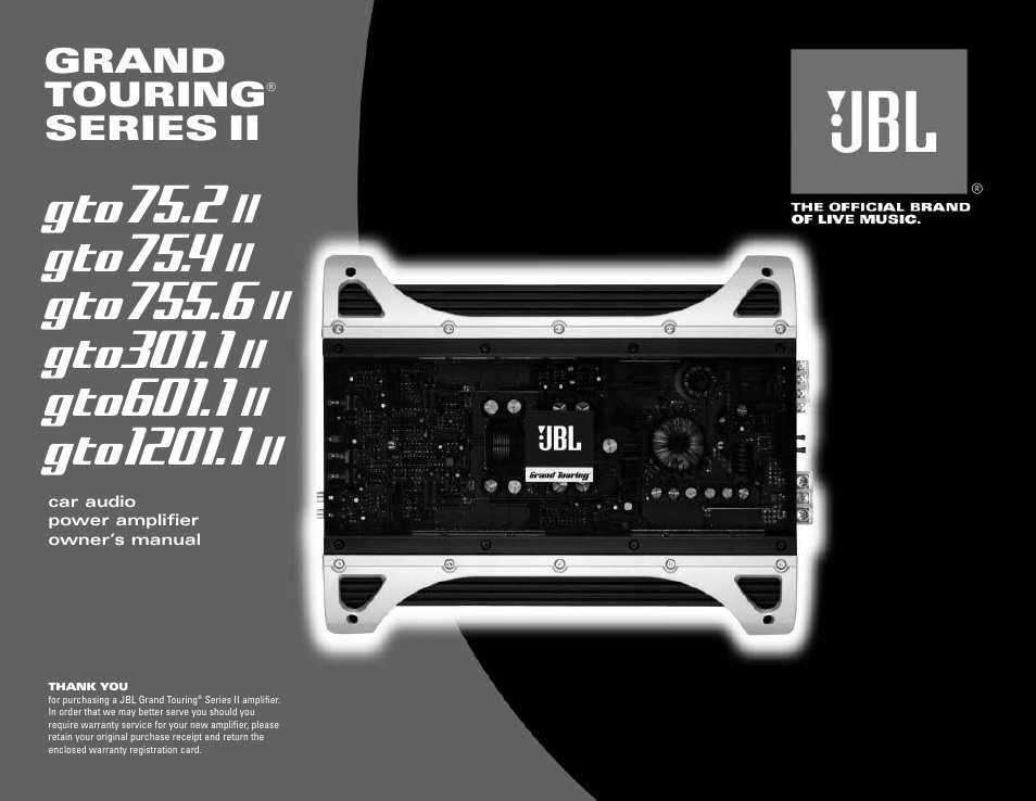 JBL gto601.1 II User Manual | 8 pages