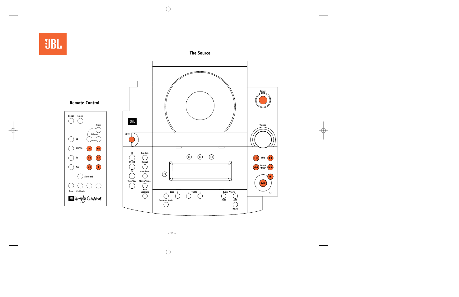 The source remote control | JBL ESC550 User Manual | Page 10 / 24