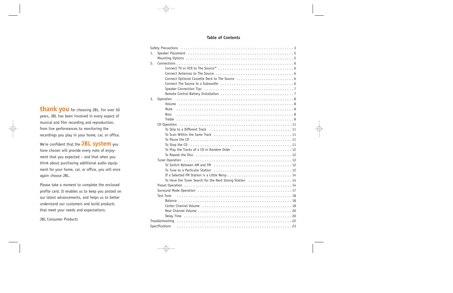 Jbl system | JBL ESC550 User Manual | Page 2 / 24