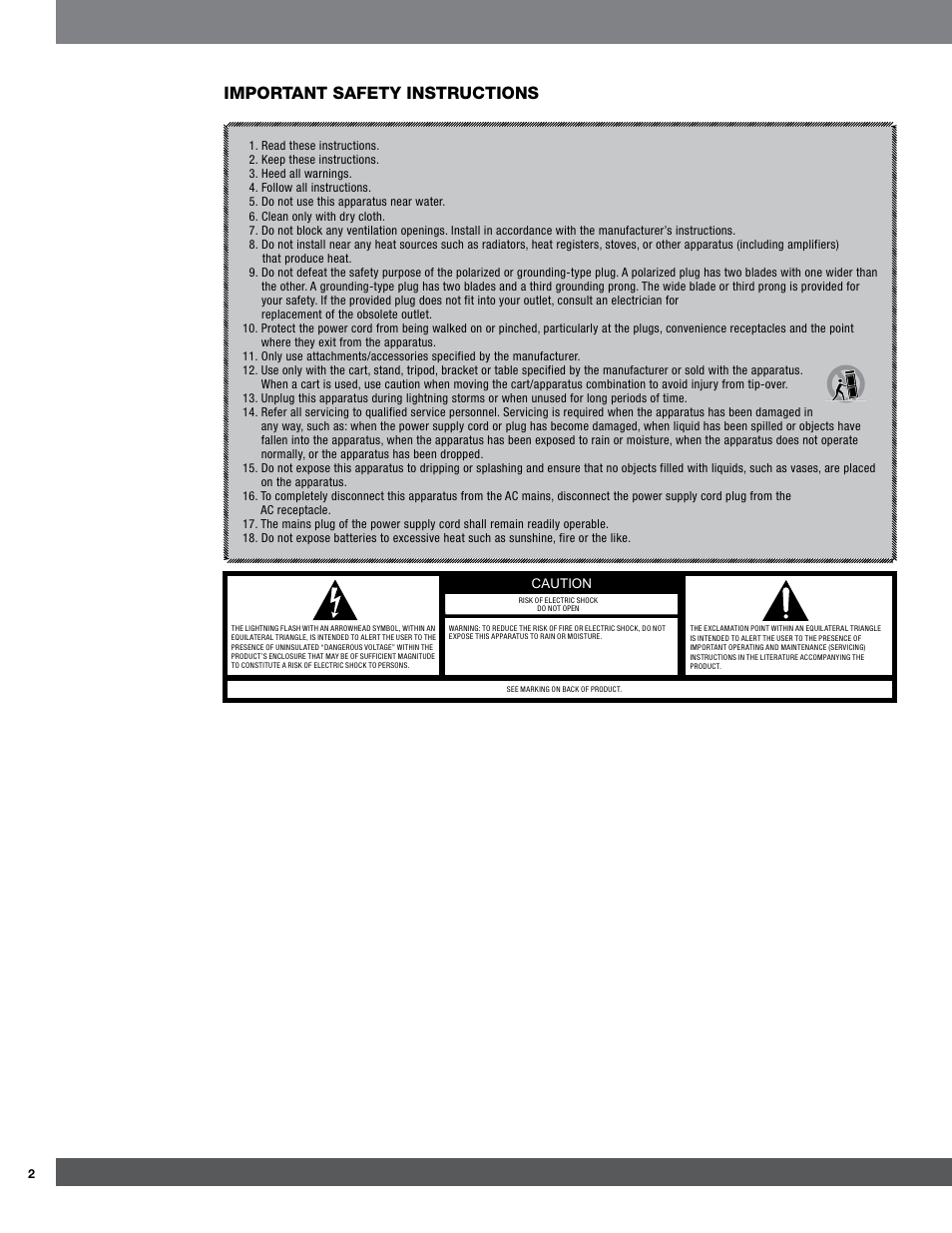 Important safety instructions | JBL CSB6 User Manual | Page 2 / 12