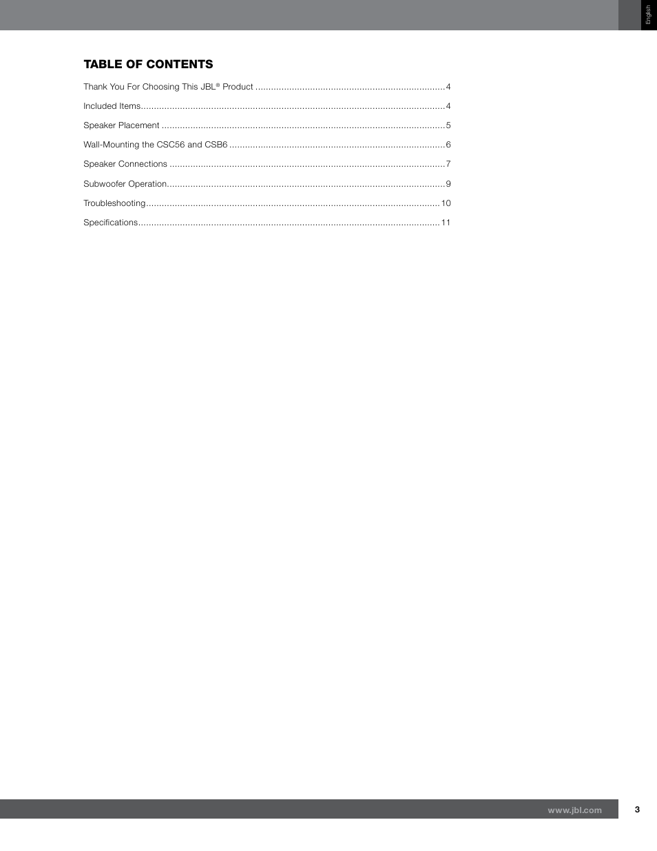 JBL CSB6 User Manual | Page 3 / 12