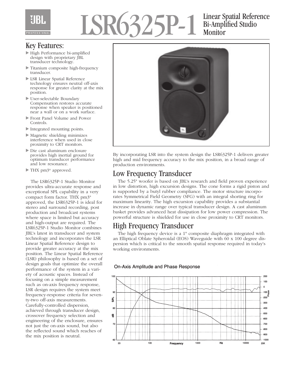 JBL LSR6325P-1 User Manual | 4 pages