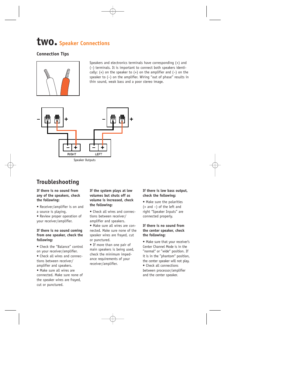 Troubleshooting, Speaker connections | JBL 800 User Manual | Page 3 / 4