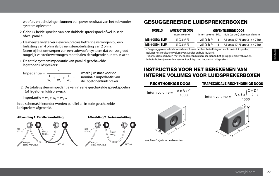 Gesuggereerde luidsprekerboxen | JBL MS-10SD4 SLIM User Manual | Page 27 / 90