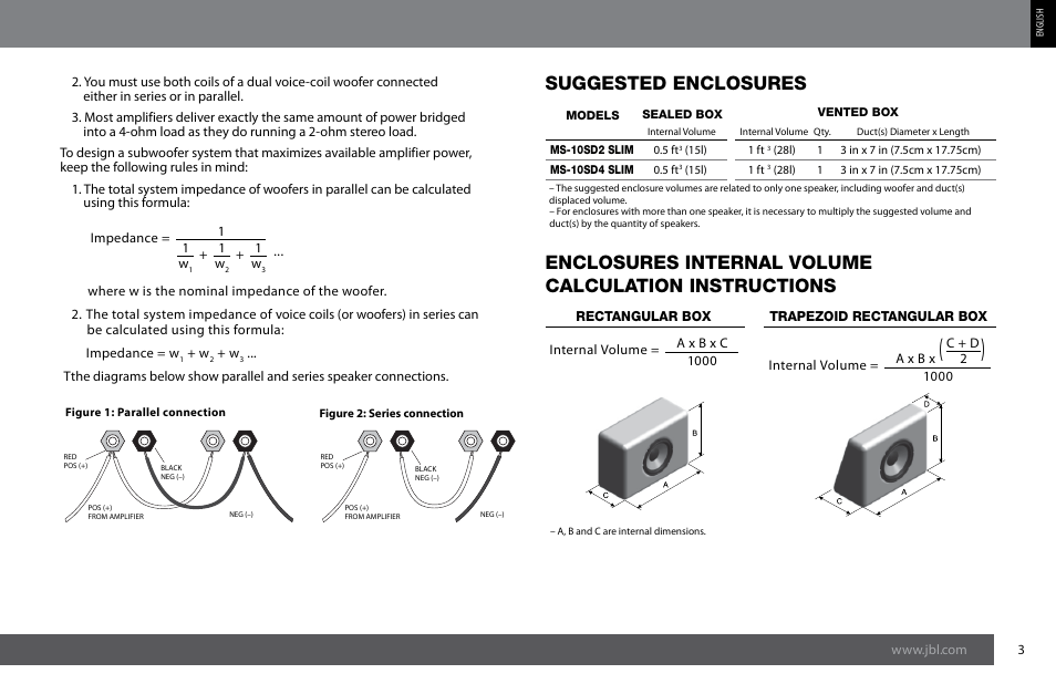 Suggested enclosures | JBL MS-10SD4 SLIM User Manual | Page 3 / 90