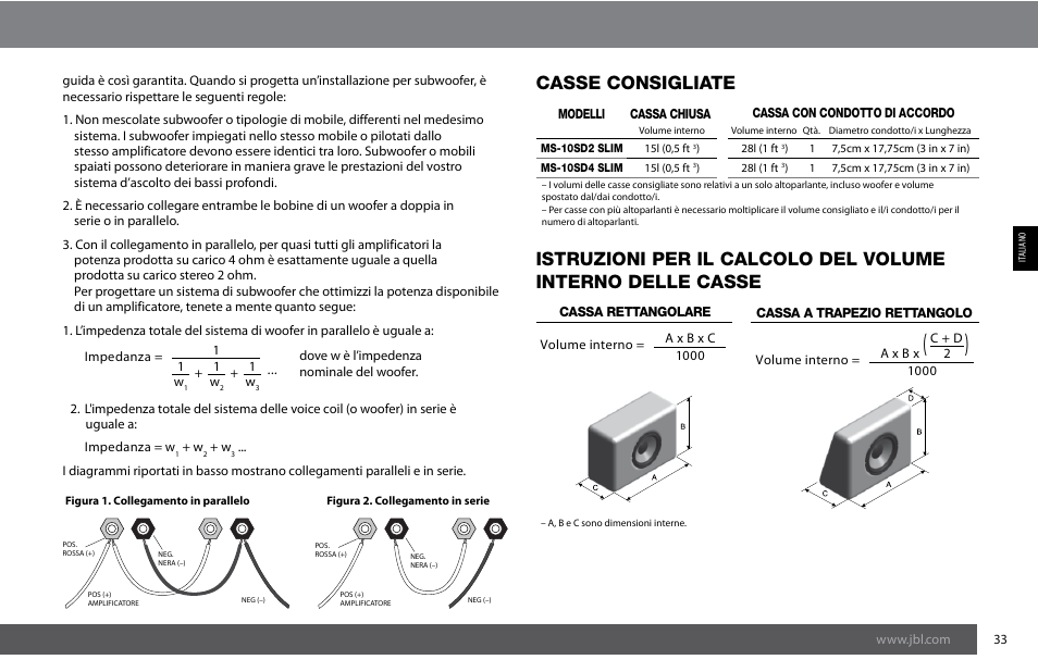 Casse consigliate | JBL MS-10SD4 SLIM User Manual | Page 33 / 90