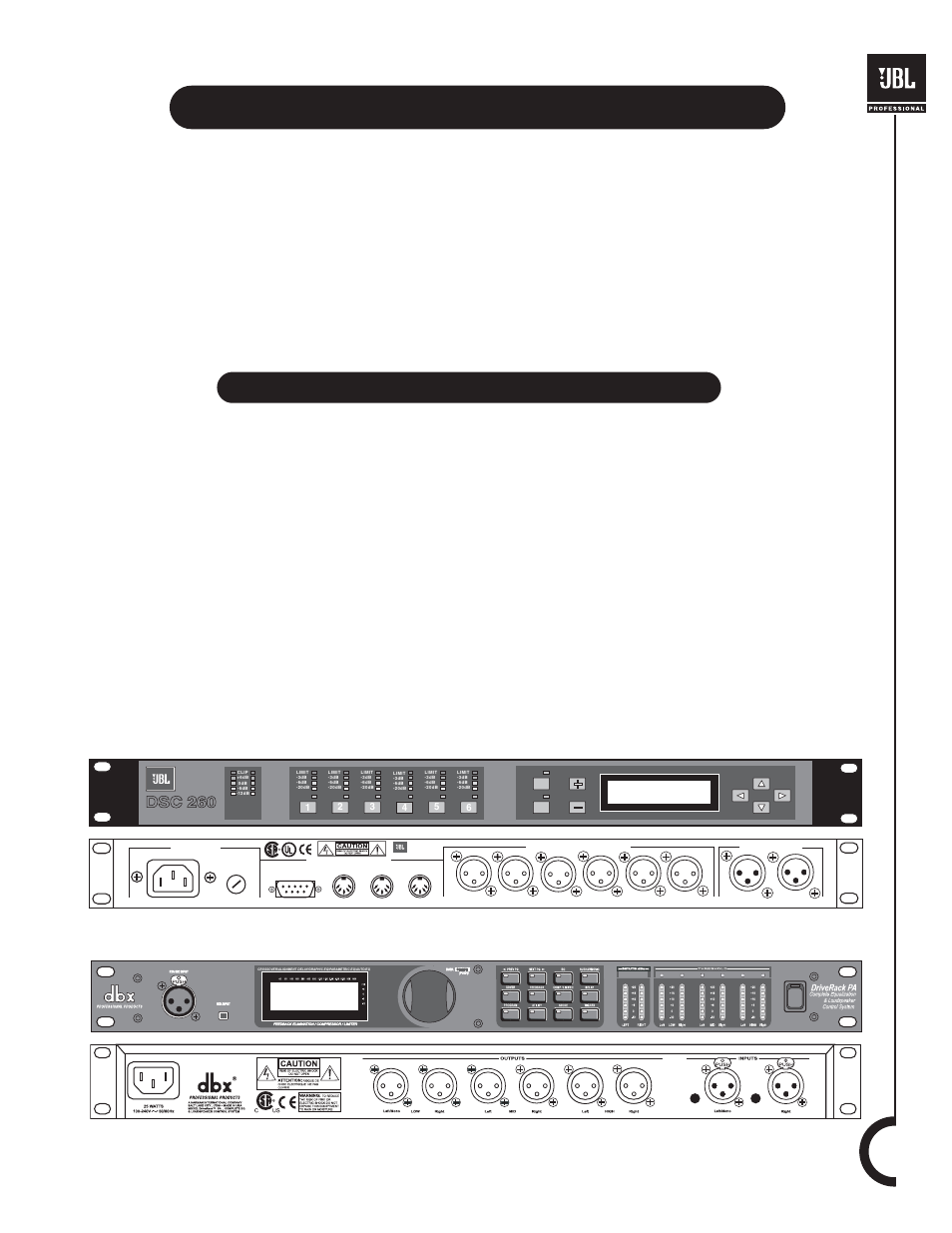 Crossovers and controllers, Digital system controllers, Dsc 260 | JBL Professional loudspeakers SR-X Series User Manual | Page 11 / 16