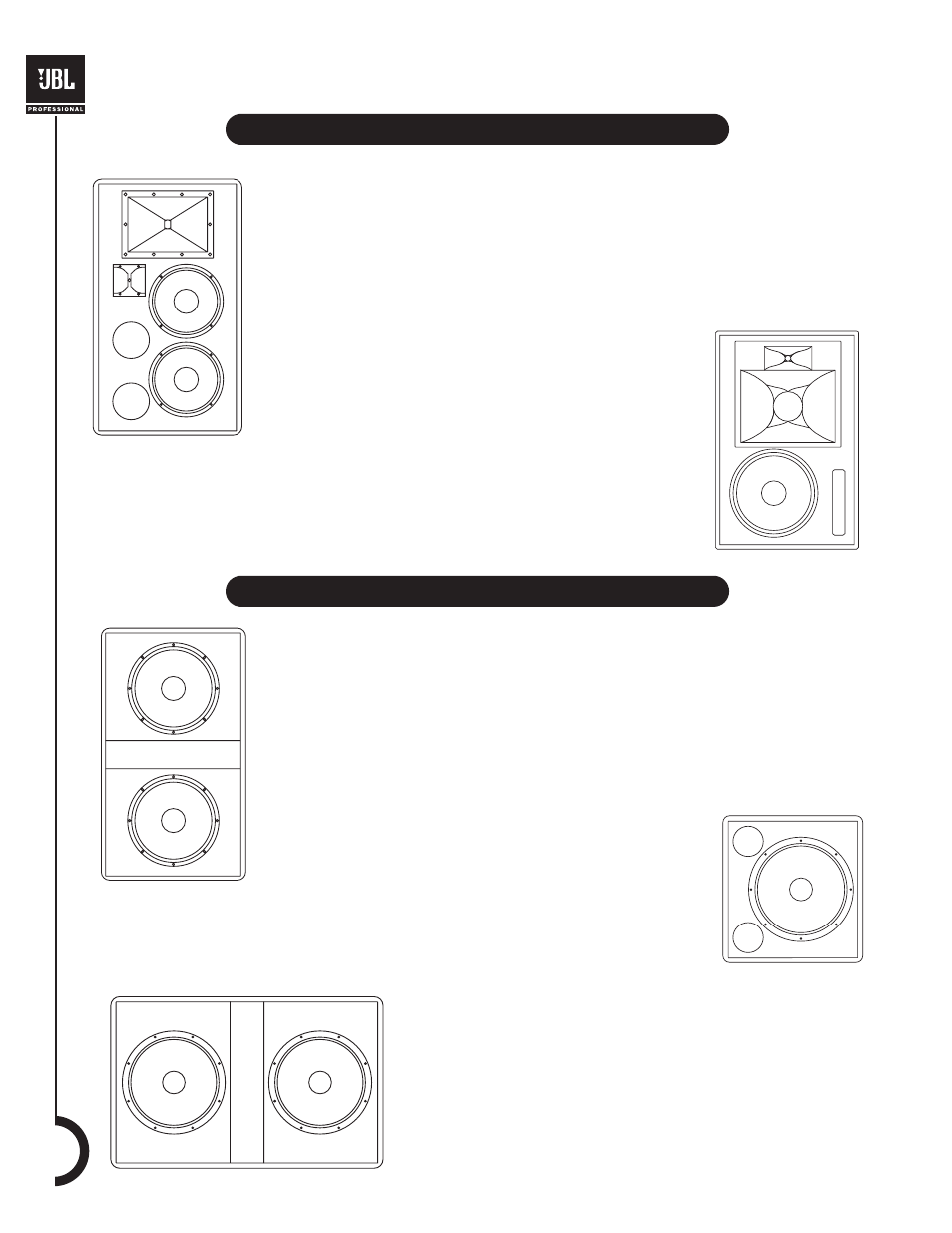 Three-way systems, Subwoofers | JBL Professional loudspeakers SR-X Series User Manual | Page 6 / 16