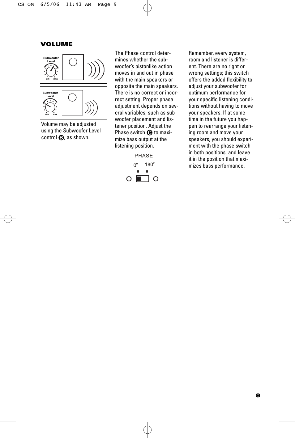 9volume | JBL CSB5 User Manual | Page 9 / 12