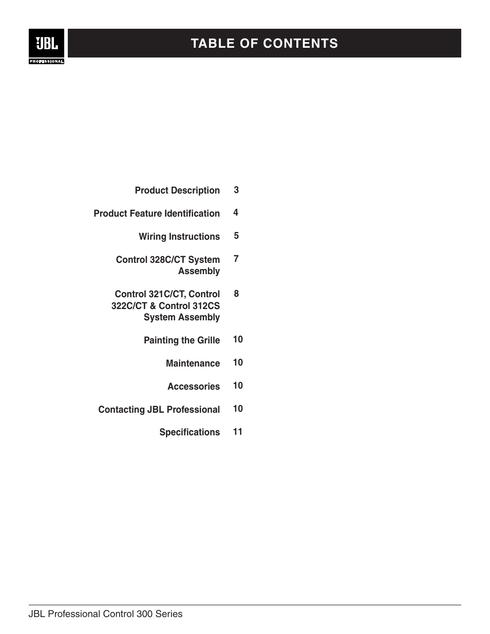 JBL Control 322CT User Manual | Page 2 / 12