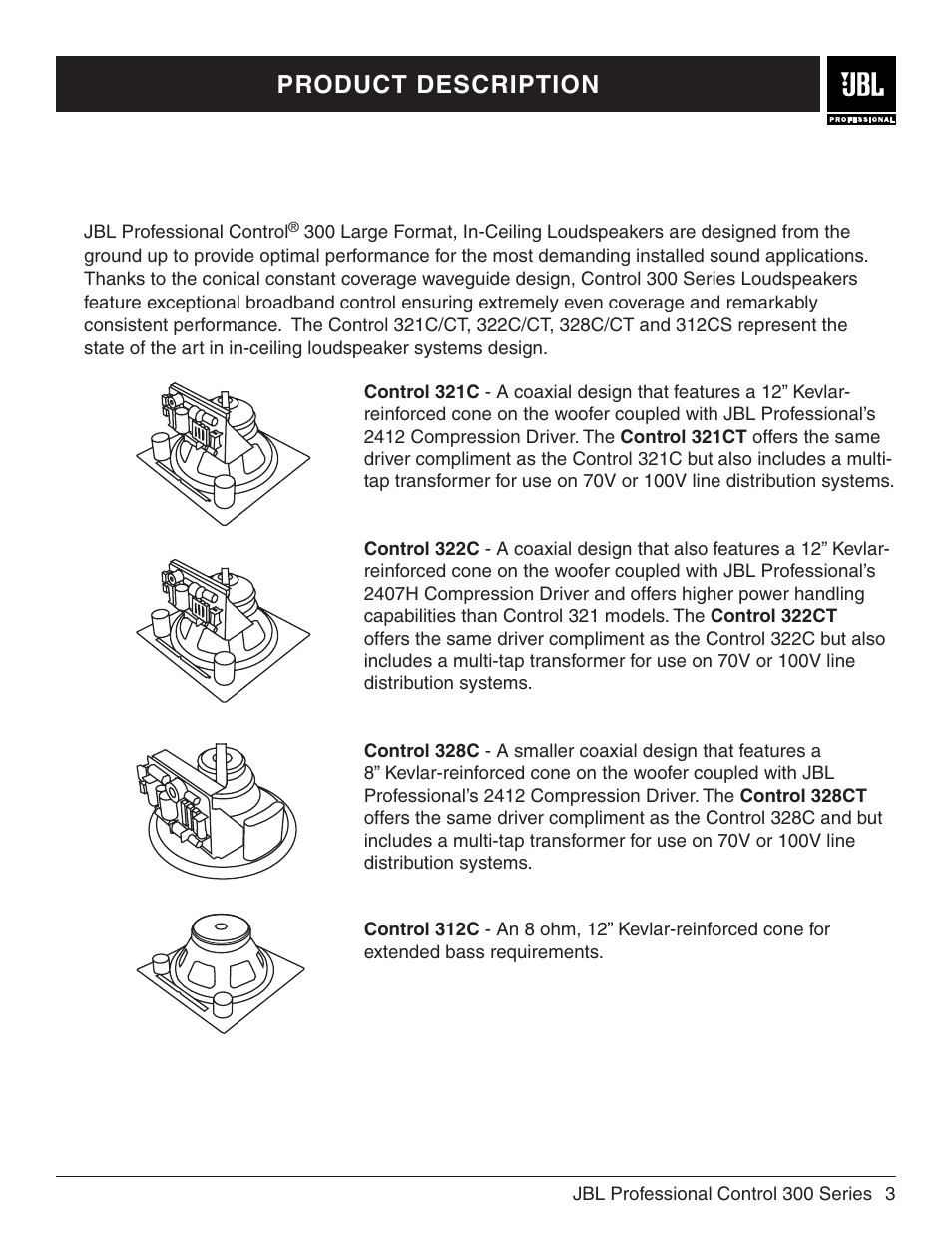 Product description | JBL Control 322CT User Manual | Page 3 / 12