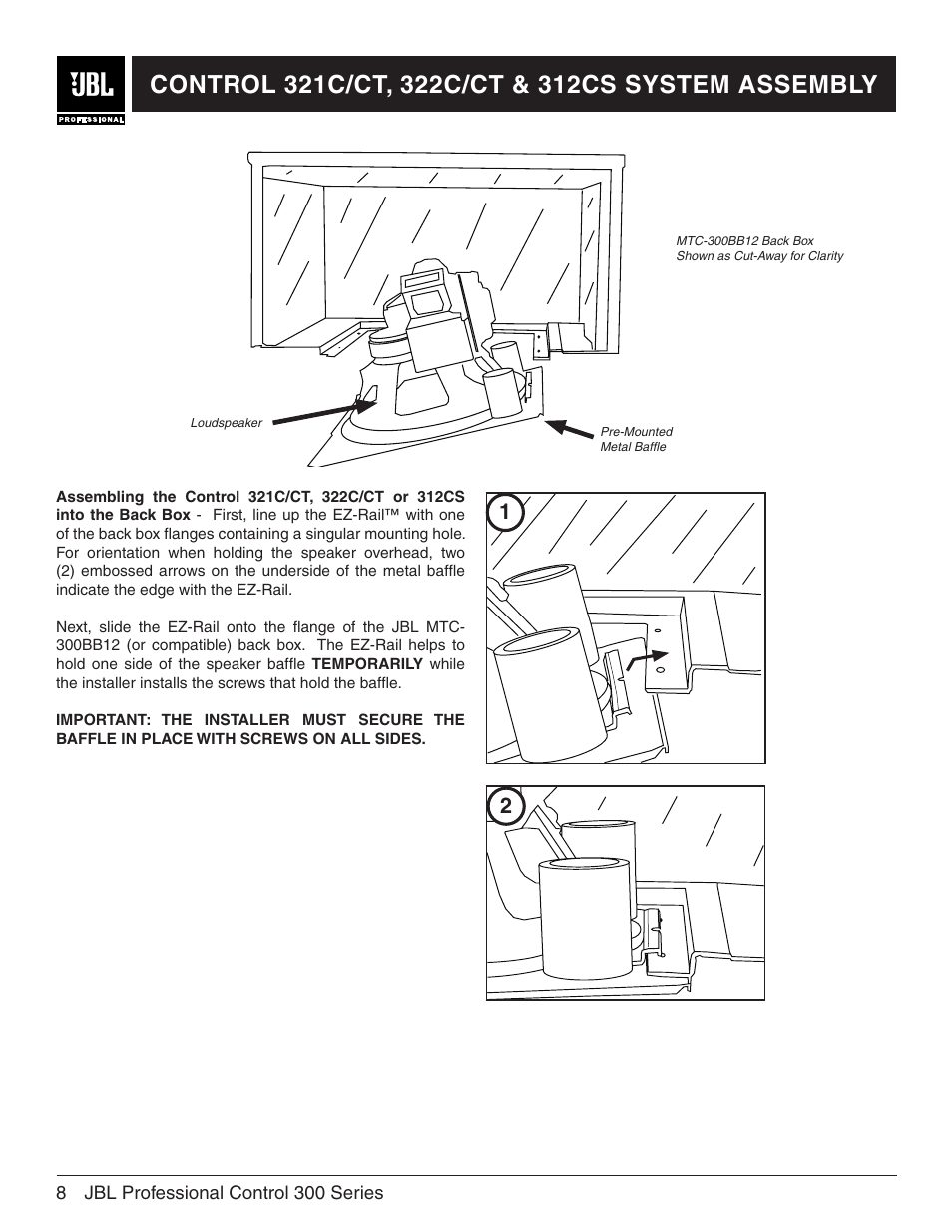 JBL Control 322CT User Manual | Page 8 / 12