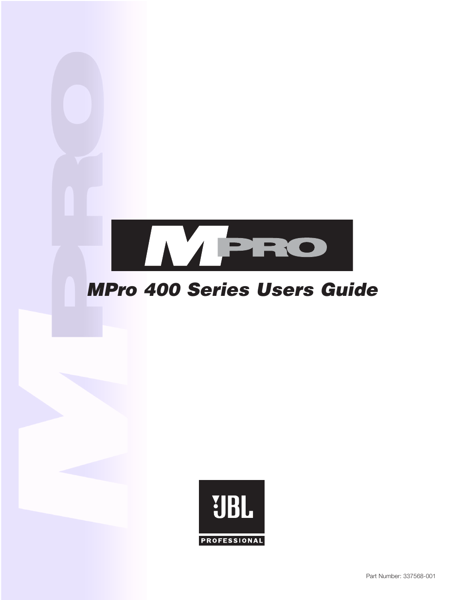 JBL MPro 400 User Manual | 16 pages