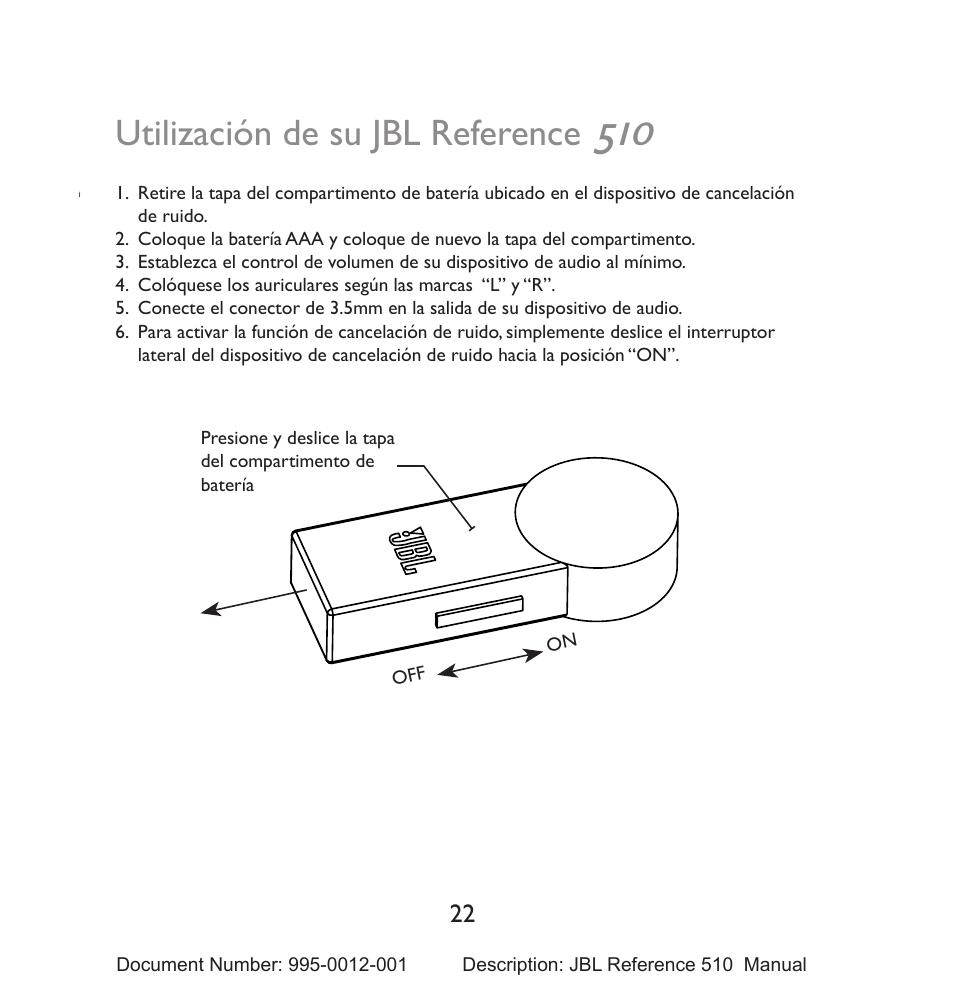 Utilización de su jbl reference | JBL 510 User Manual | Page 23 / 67