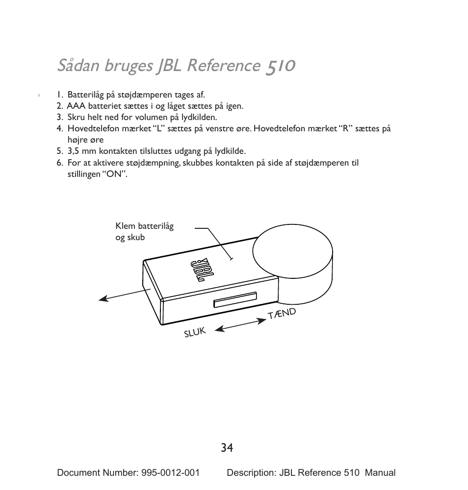 Sådan bruges jbl reference | JBL 510 User Manual | Page 35 / 67