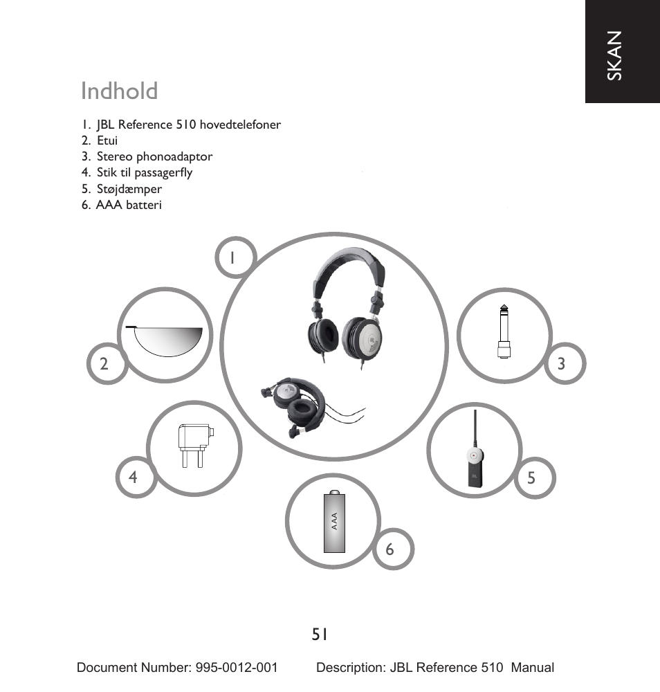 Indhold | JBL 510 User Manual | Page 52 / 67