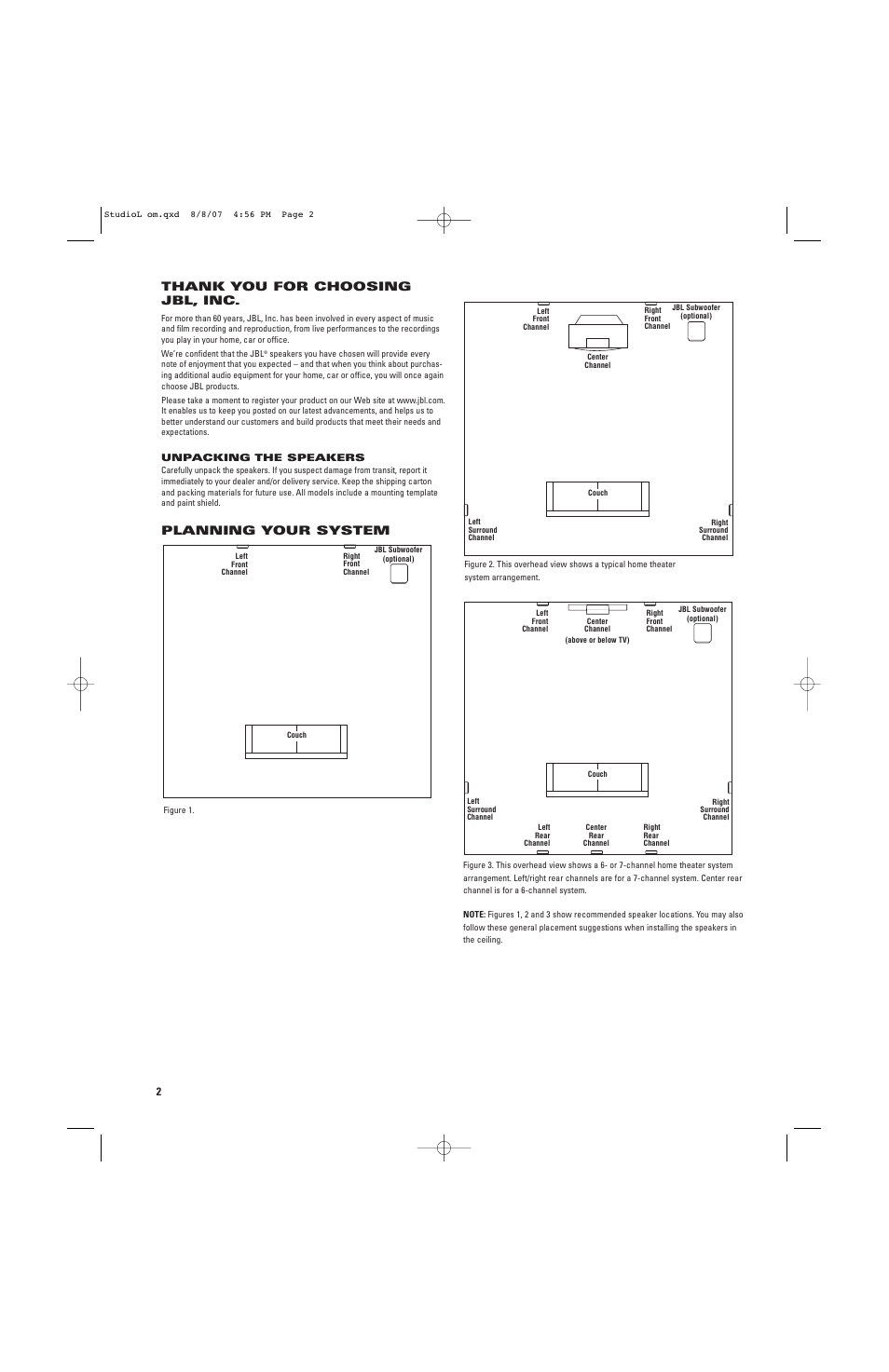 Planning your system | JBL LS326C User Manual | Page 2 / 8