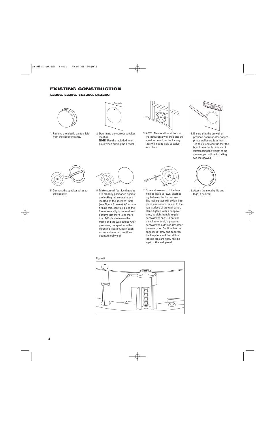 Existing construction | JBL LS326C User Manual | Page 4 / 8