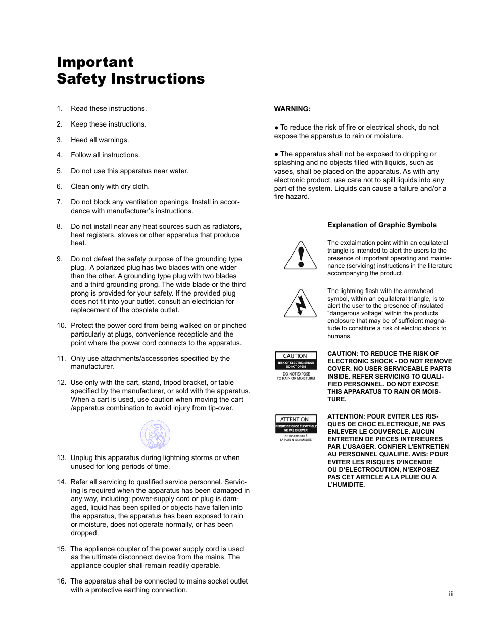 Important safety instructions | JBL LSR4326P User Manual | Page 3 / 51