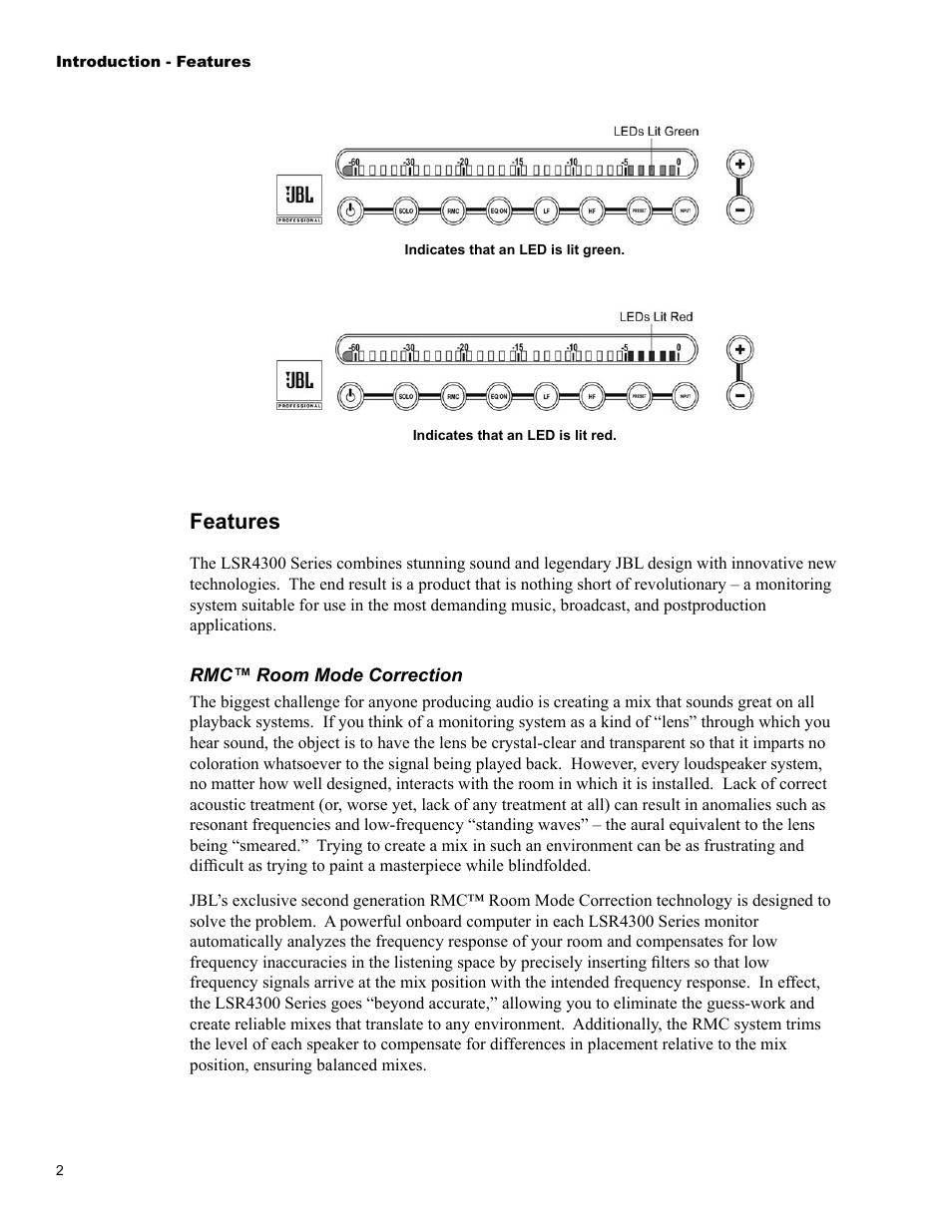 Features | JBL LSR4326P User Manual | Page 6 / 51