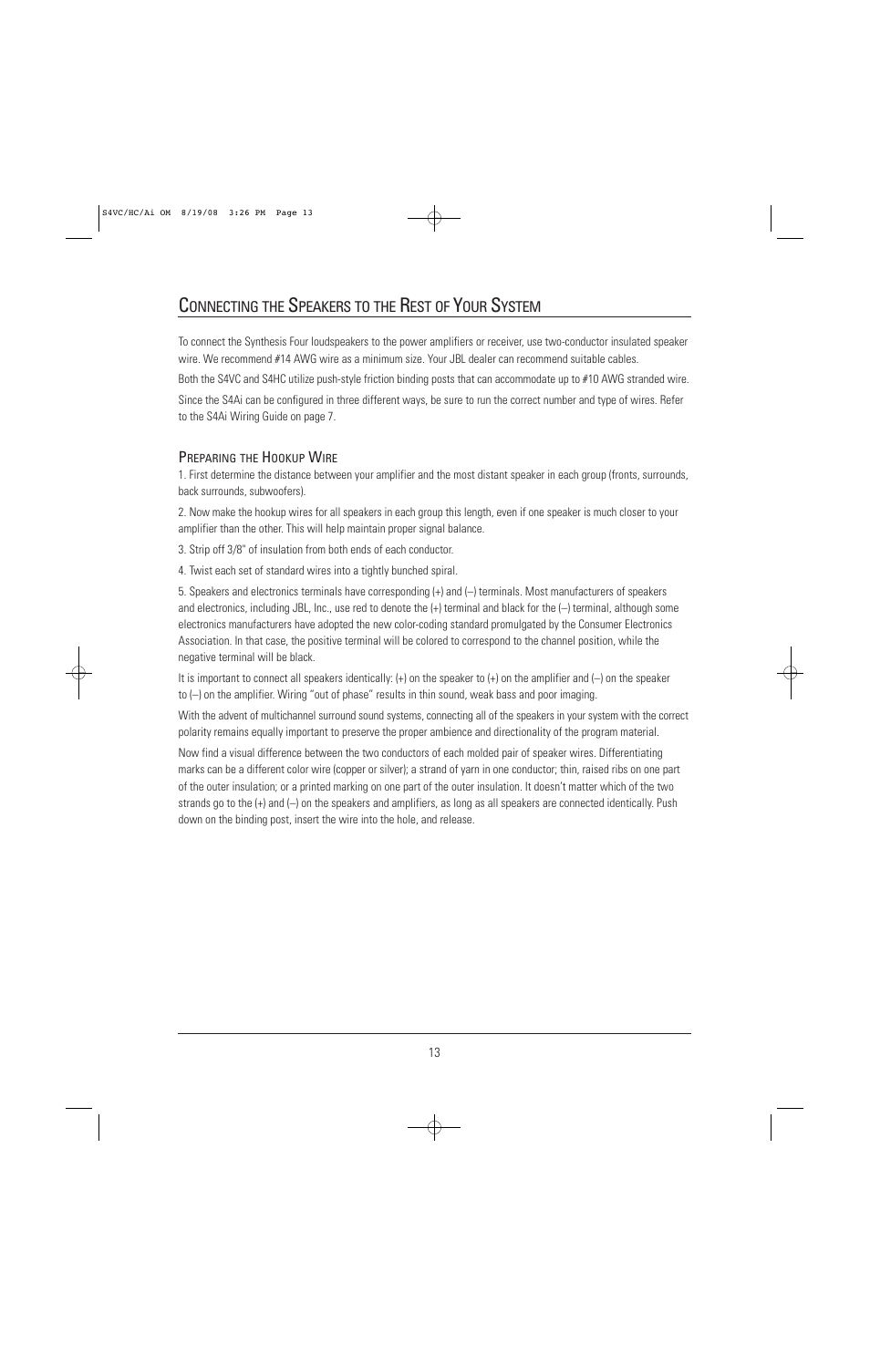 JBL S4VC User Manual | Page 13 / 16