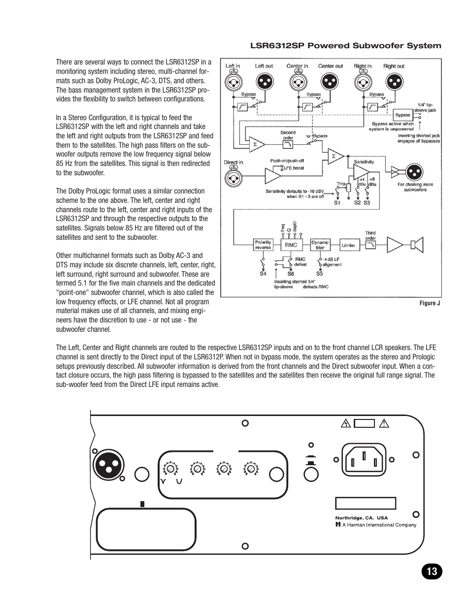 Lsr6312sp powered subwoofer system | JBL LSR6300 User Manual | Page 13 / 24