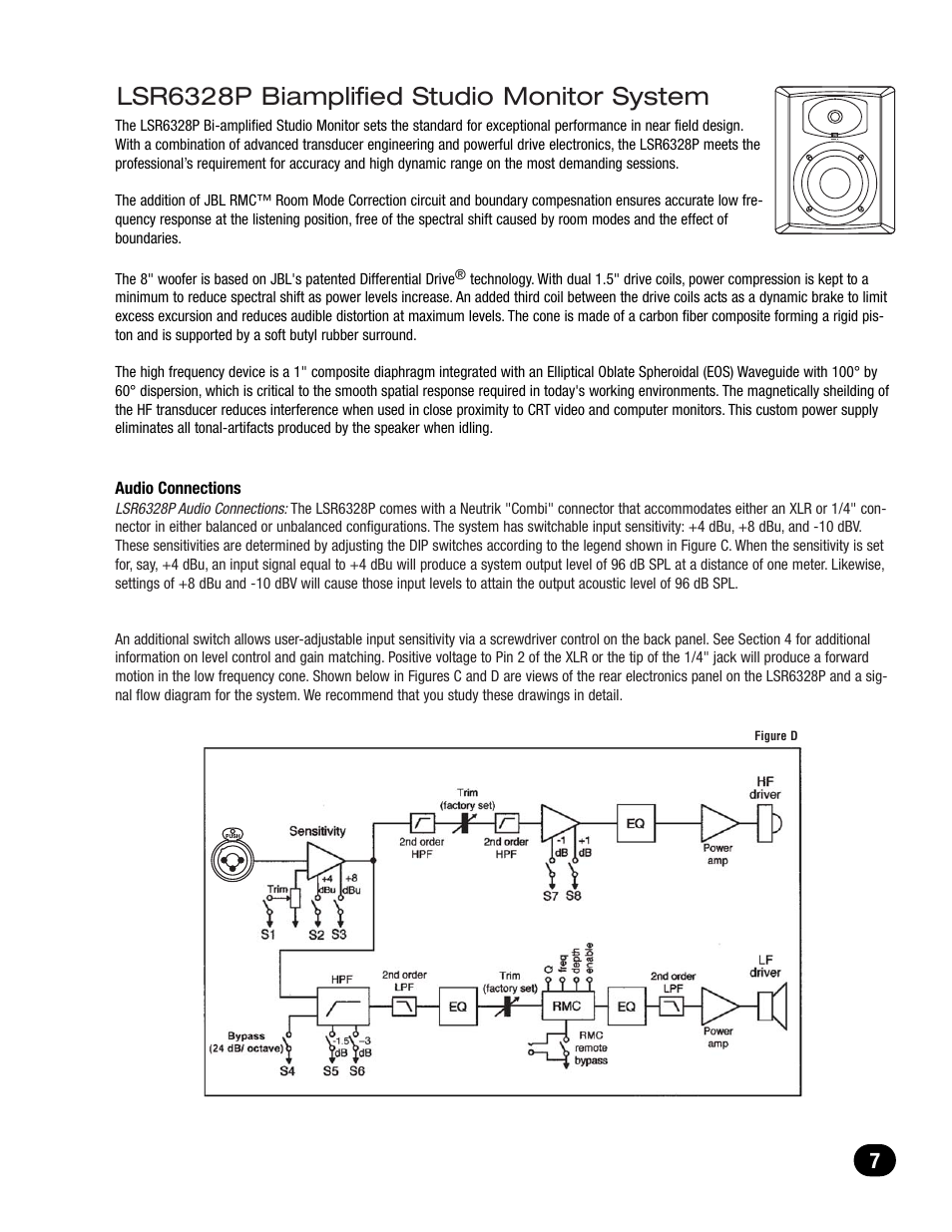 Lsr6328p biamplified studio monitor system | JBL LSR6300 User Manual | Page 7 / 24