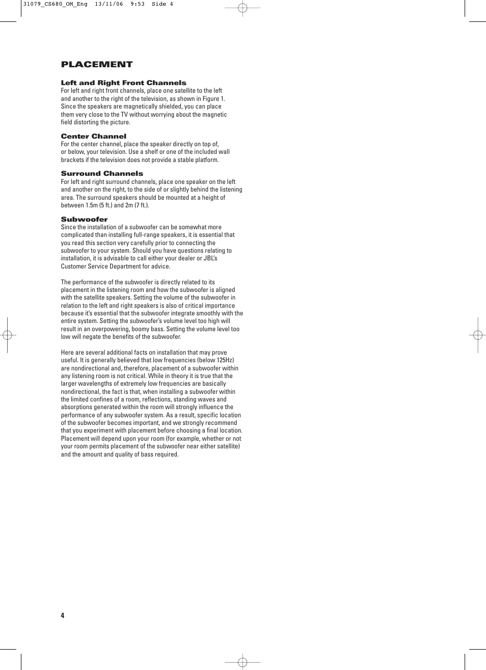 JBL CS680 (230V) User Manual | Page 4 / 10