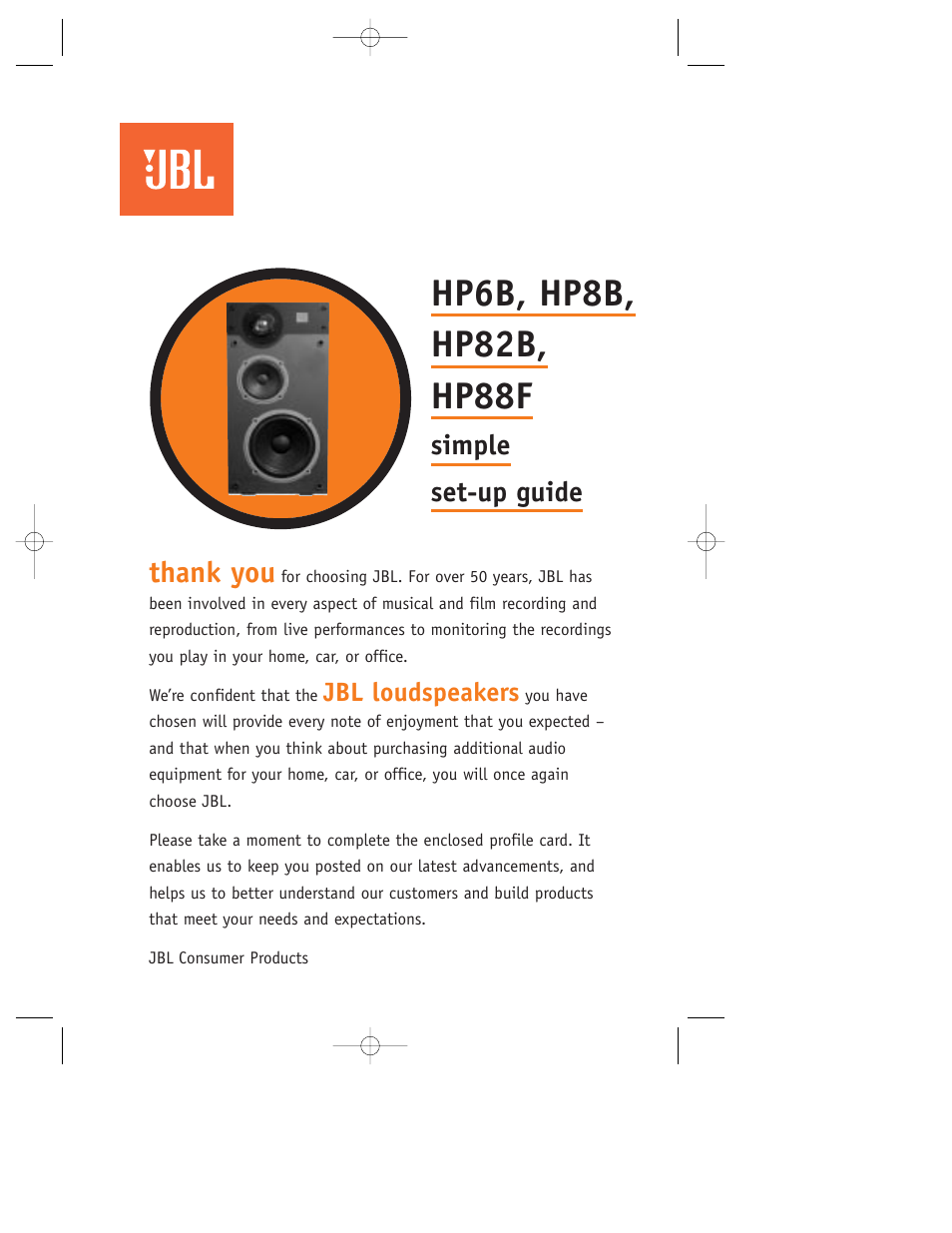 JBL HP6B User Manual | 4 pages