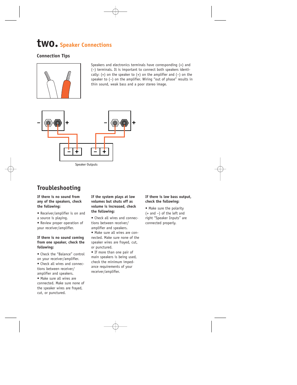 Troubleshooting, Speaker connections | JBL HP6B User Manual | Page 3 / 4