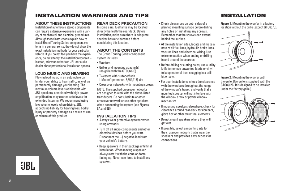 JBL GTO6507SC User Manual | Page 2 / 4