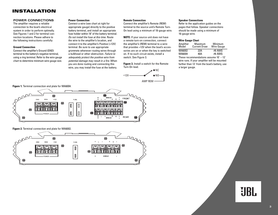 Installation | JBL MA6002 User Manual | Page 3 / 8