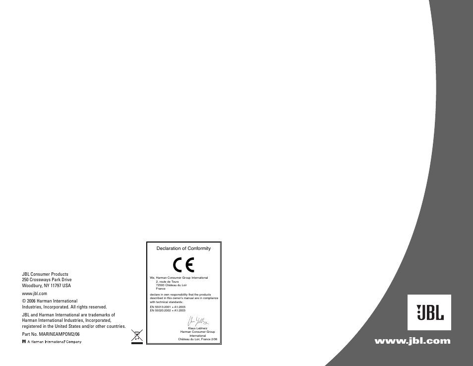 JBL MA6002 User Manual | Page 8 / 8