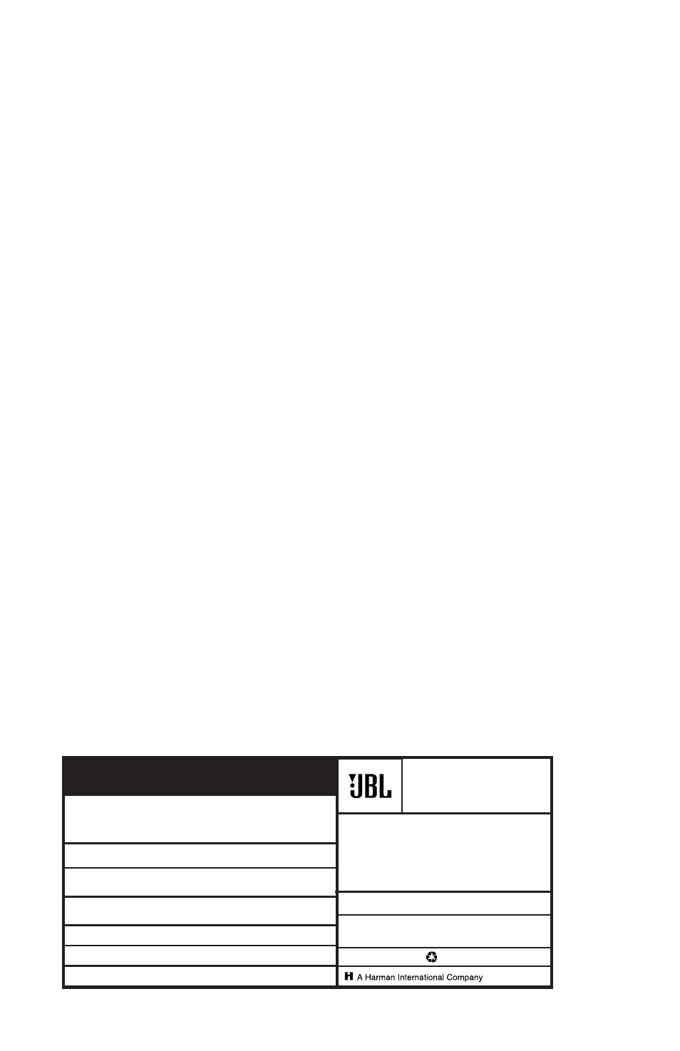 Owner’s guide, Specifications, Scs136 system | Satellites, Center, Subwoofer, Scs136 surround cinema speakers | JBL SCS136 User Manual | Page 12 / 12