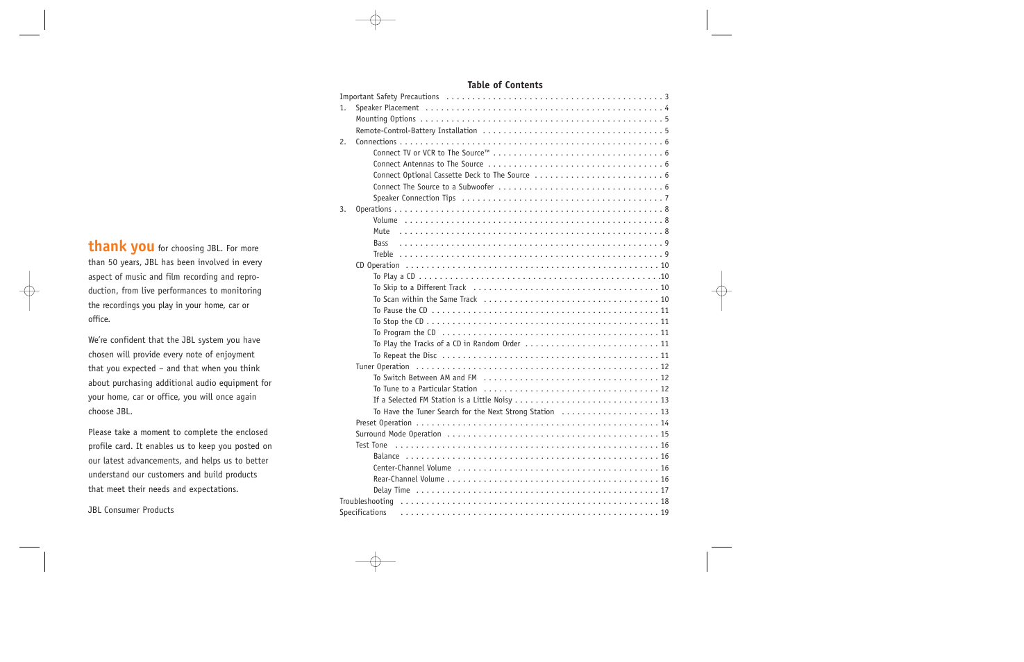 JBL ESC350 User Manual | Page 2 / 20