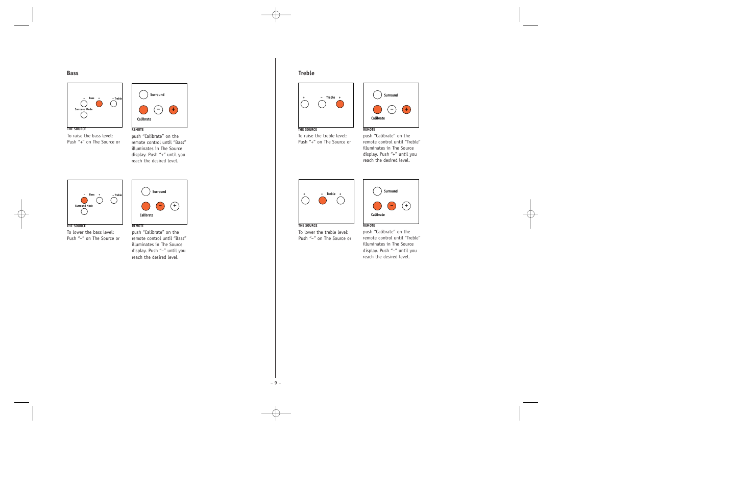 Treble, Bass | JBL ESC350 User Manual | Page 9 / 20