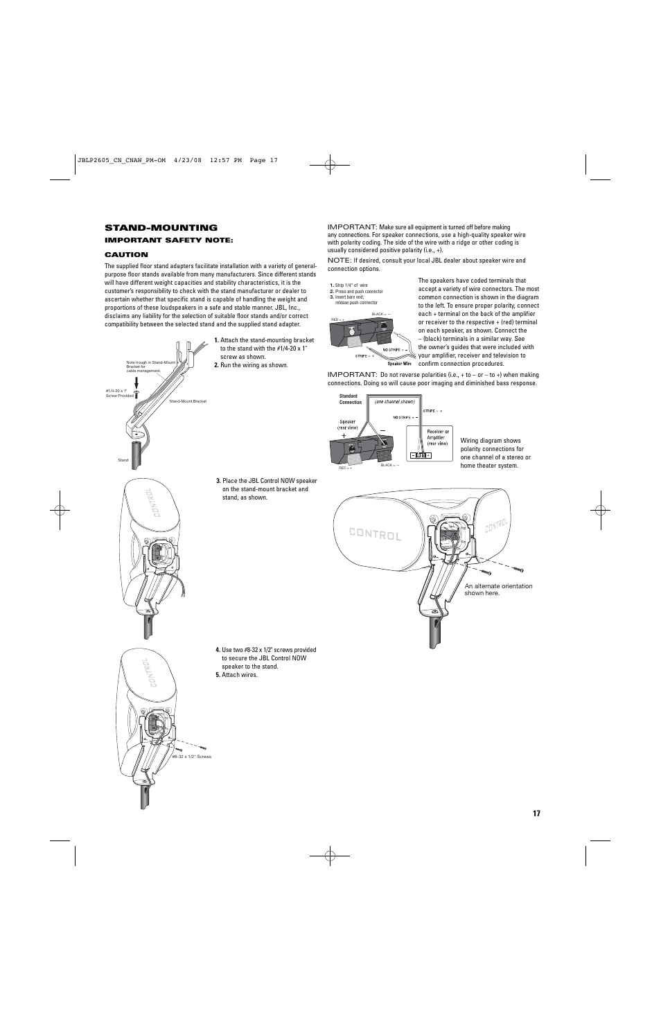 17 stand-mounting | JBL CONTROL NOW User Manual | Page 17 / 29