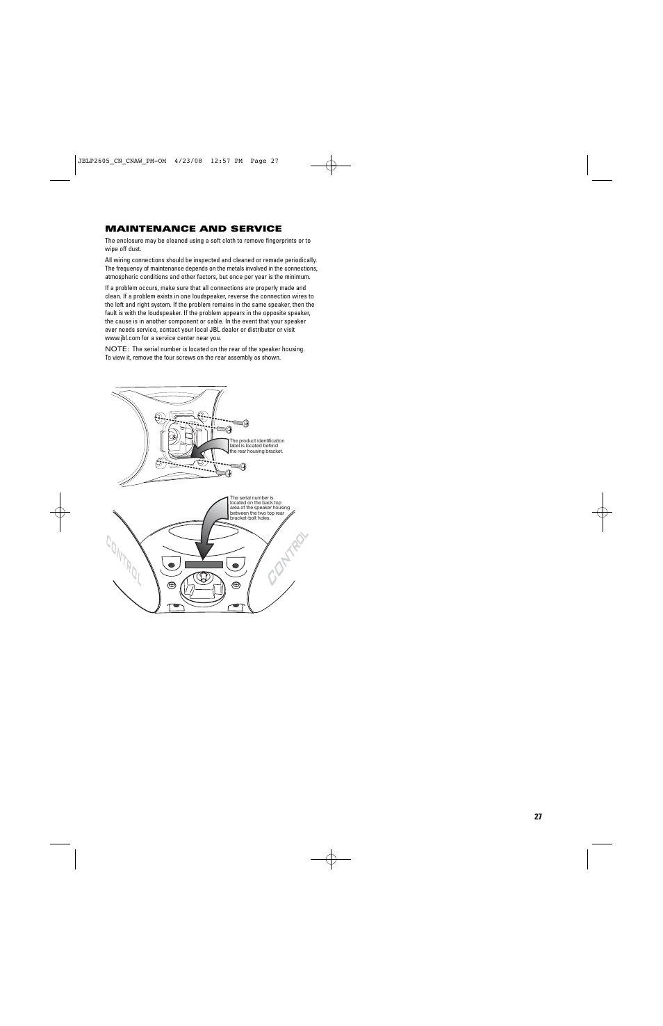 JBL CONTROL NOW User Manual | Page 27 / 29