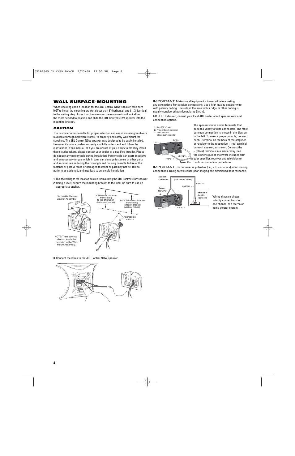 4wall surface-mounting | JBL CONTROL NOW User Manual | Page 4 / 29