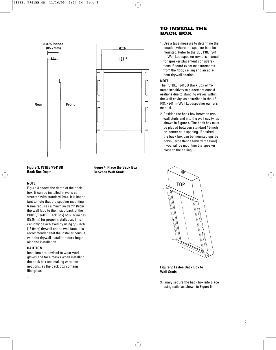 JBL INSTALLATION P941BB User Manual | Page 5 / 8