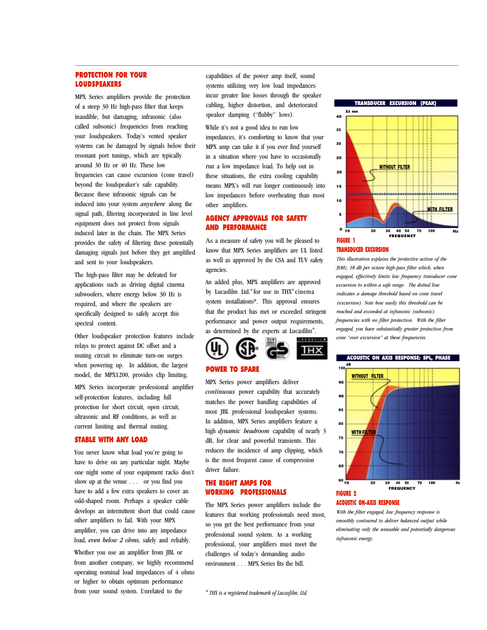 Protection for your loudspeakers, Stable with any load, Agency approvals for safety and performance | Power to spare, The right amps for working professionals | JBL Professional MXP1200 User Manual | Page 4 / 6