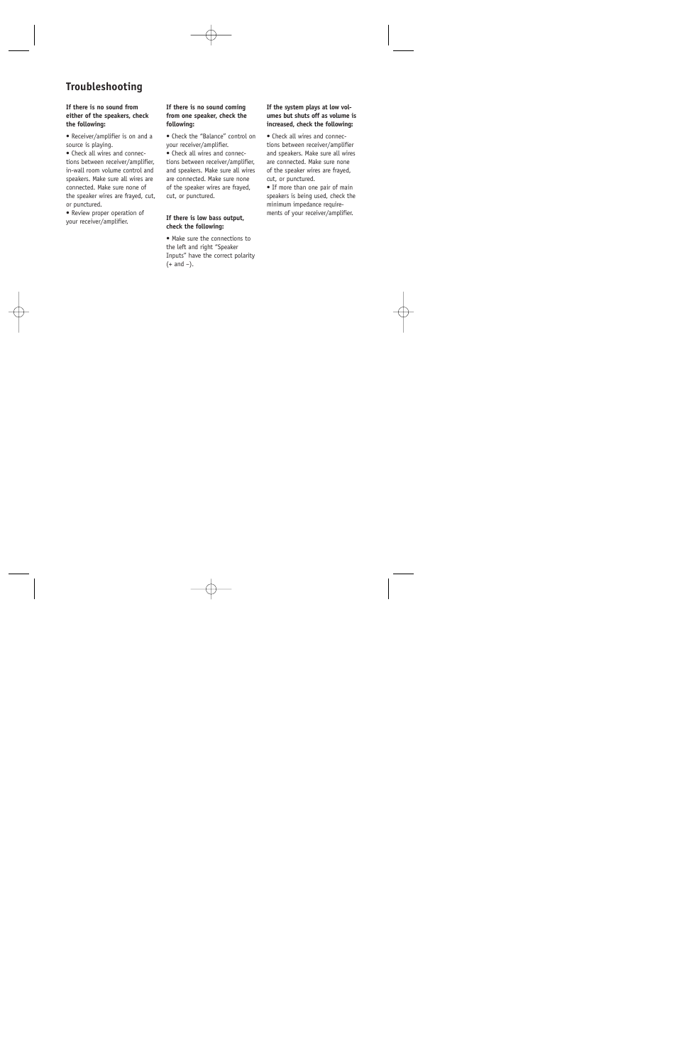 Troubleshooting | JBL FM8SUB User Manual | Page 10 / 12